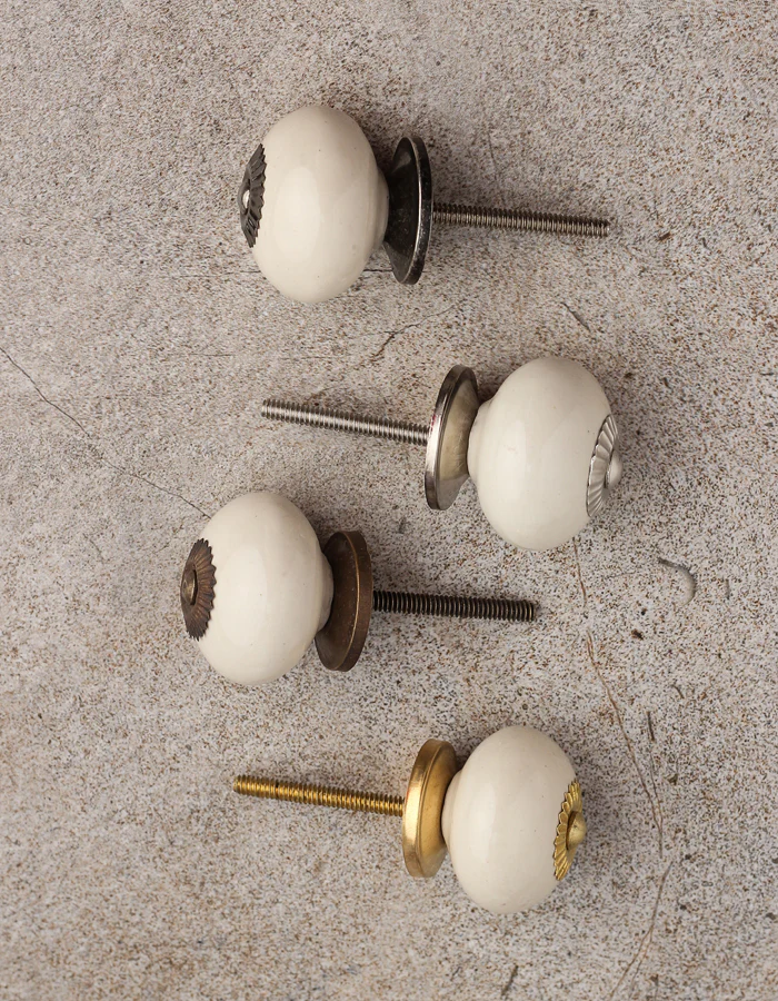 Cream Color Handpainted Ceramic Drawer Knob - Image 5