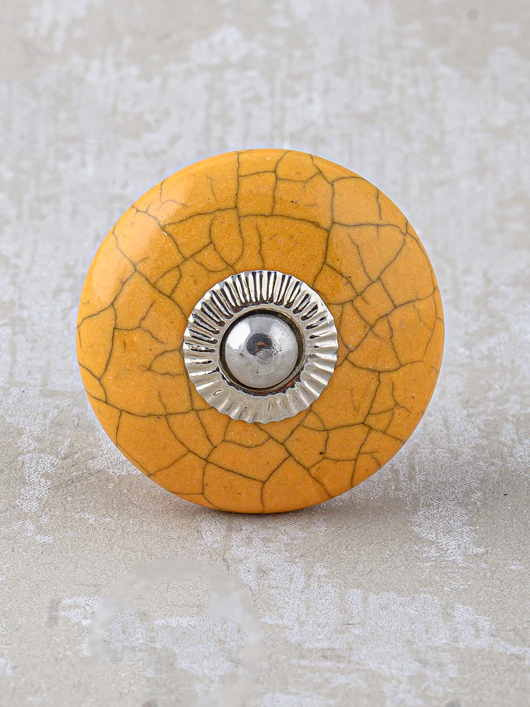 Mustard Cracked Ceramic Kitchen Cabinet Knob - Image 5