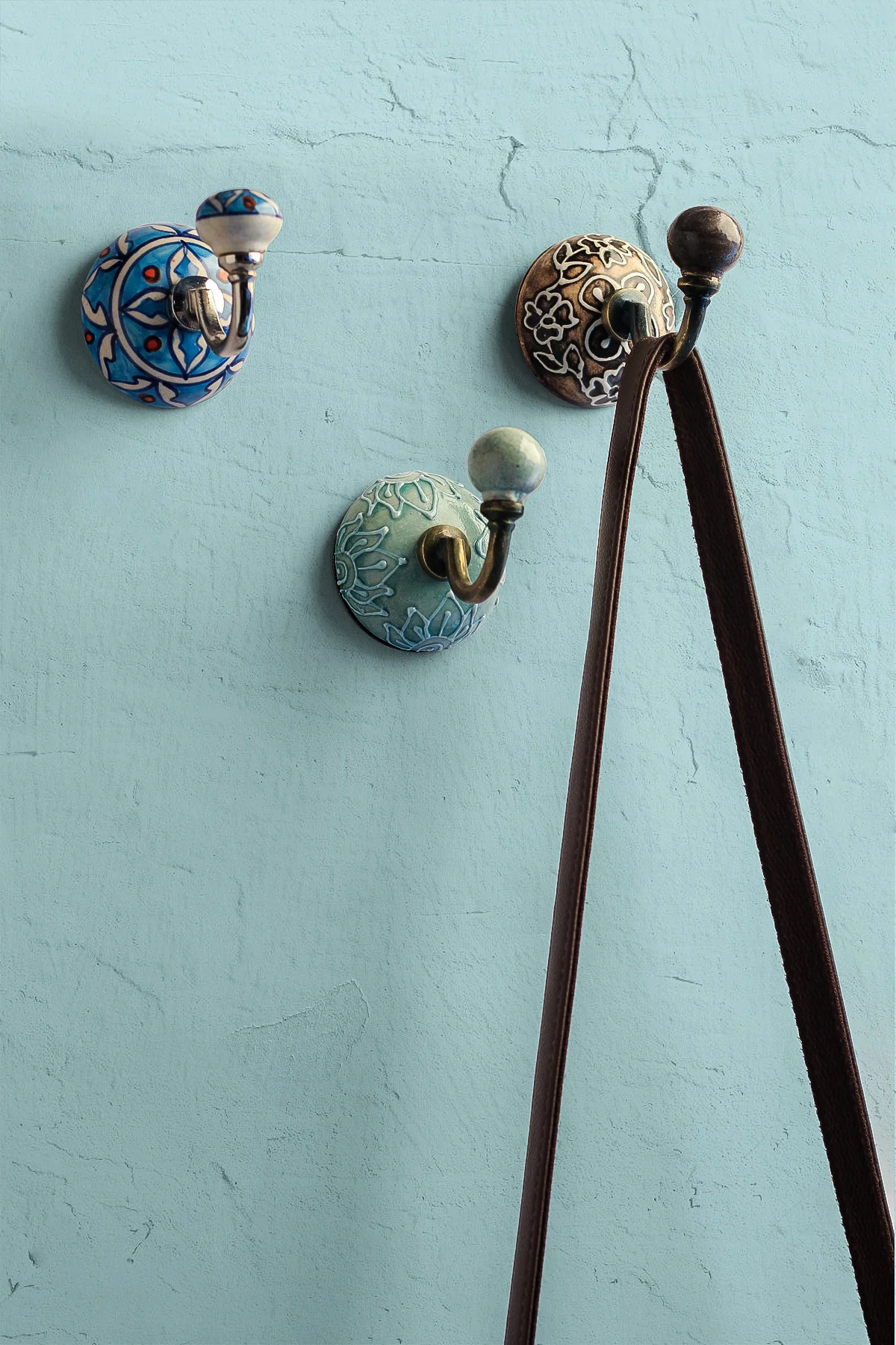Orange Embossed Ceramic Round Wall Hook - Image 3