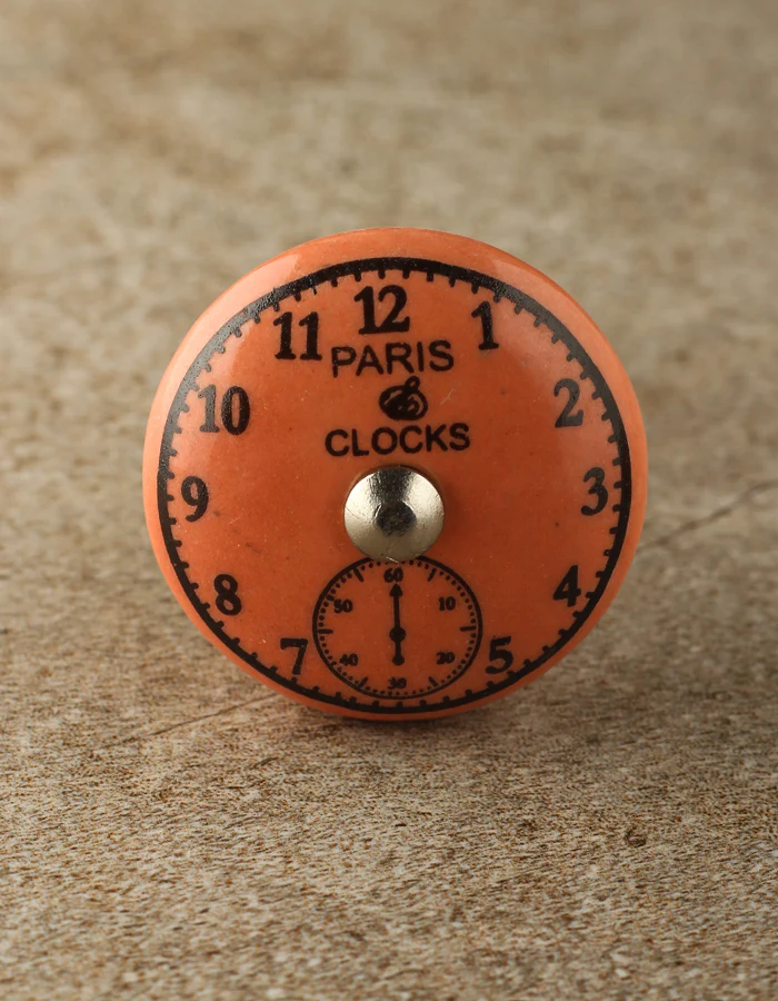 Round Clock Sandy Orange Ceramic Cabinet Knob - Image 4