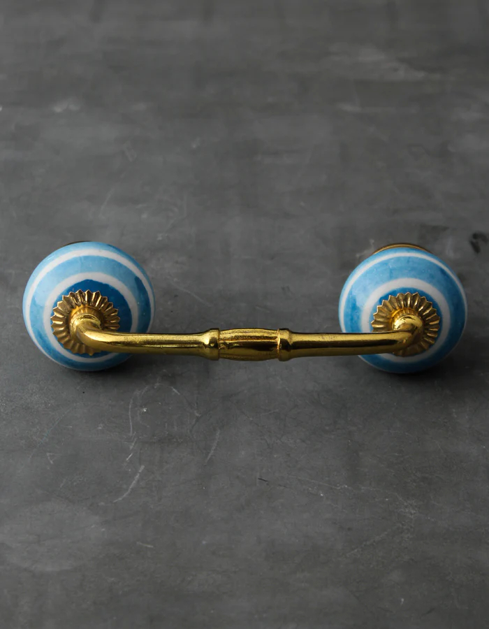 Turquoise And White Spiral Hand Painted Cabinet Pull - Image 3