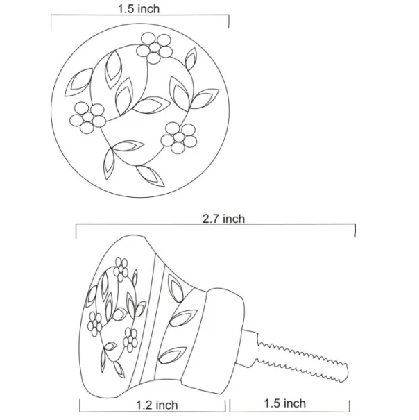 White Ceramic Blue Pottery Dresser Cabinet Knob With Blue Flowers - Image 5