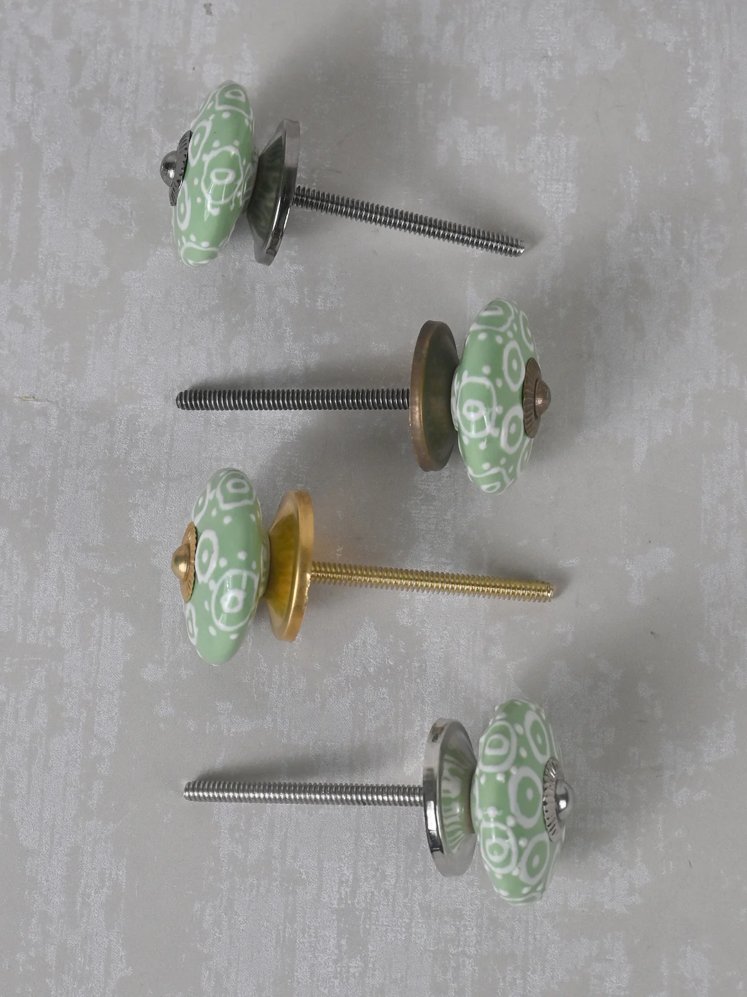 Stylish Green Ceramic Dresser Knob With White Print - Image 4